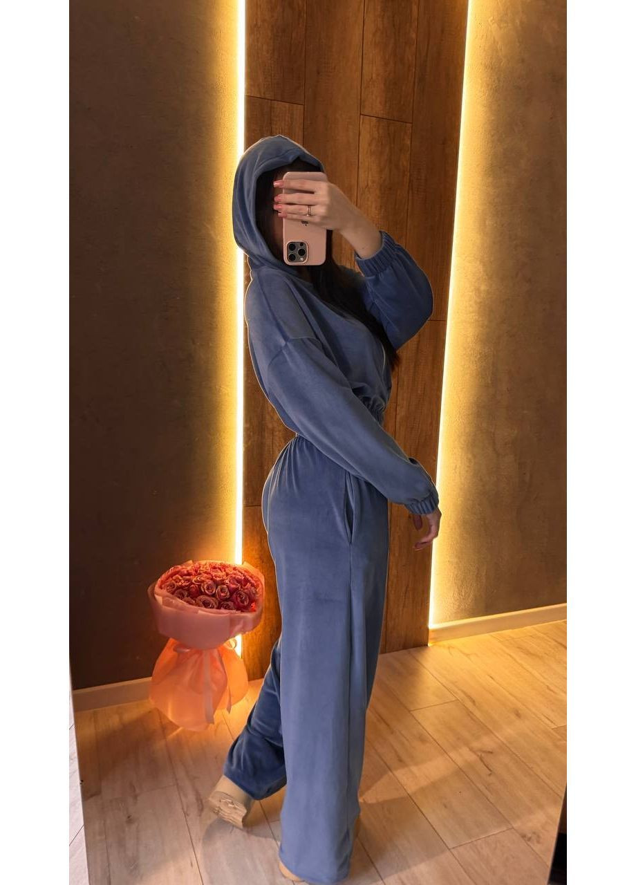 Женский комбинезон No Brand комбинезон-брюки однотонный графитовый спортивный, повседневный, кэжуал велюр