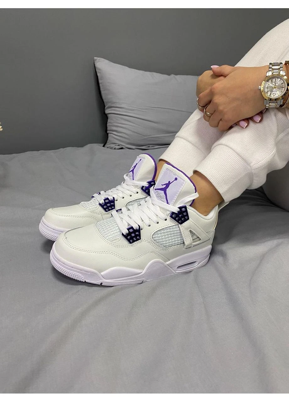 Білі Осінні кросівки чоловічі nike air jordan 4 retro metallic purple найк аір джордан No Brand