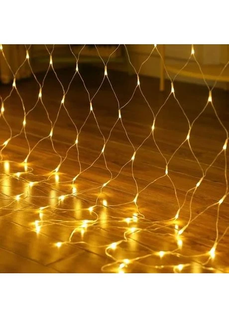 Гирлянда уличная сетка, прозрачный шнур 1.5х1.5 м 120 LED Золотой свет от сети Po Fanu (388664407)