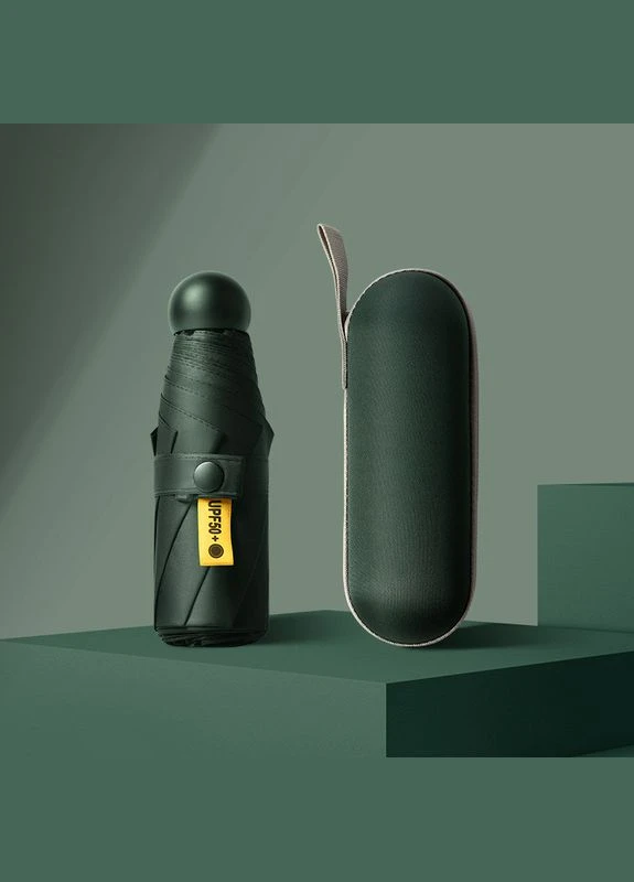 Темно-зелена} мінізонт 190t dark green кишеньковий із чохлом капсулою 10 шт. Lesko (352011951)
