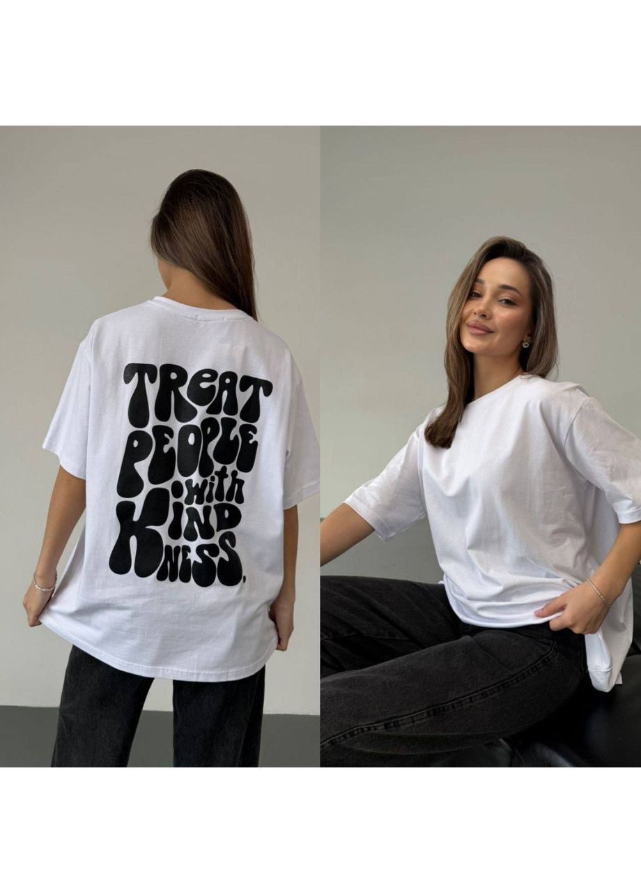 Футболка оверсайз со стильным принтом на спине Luna - (354338889)