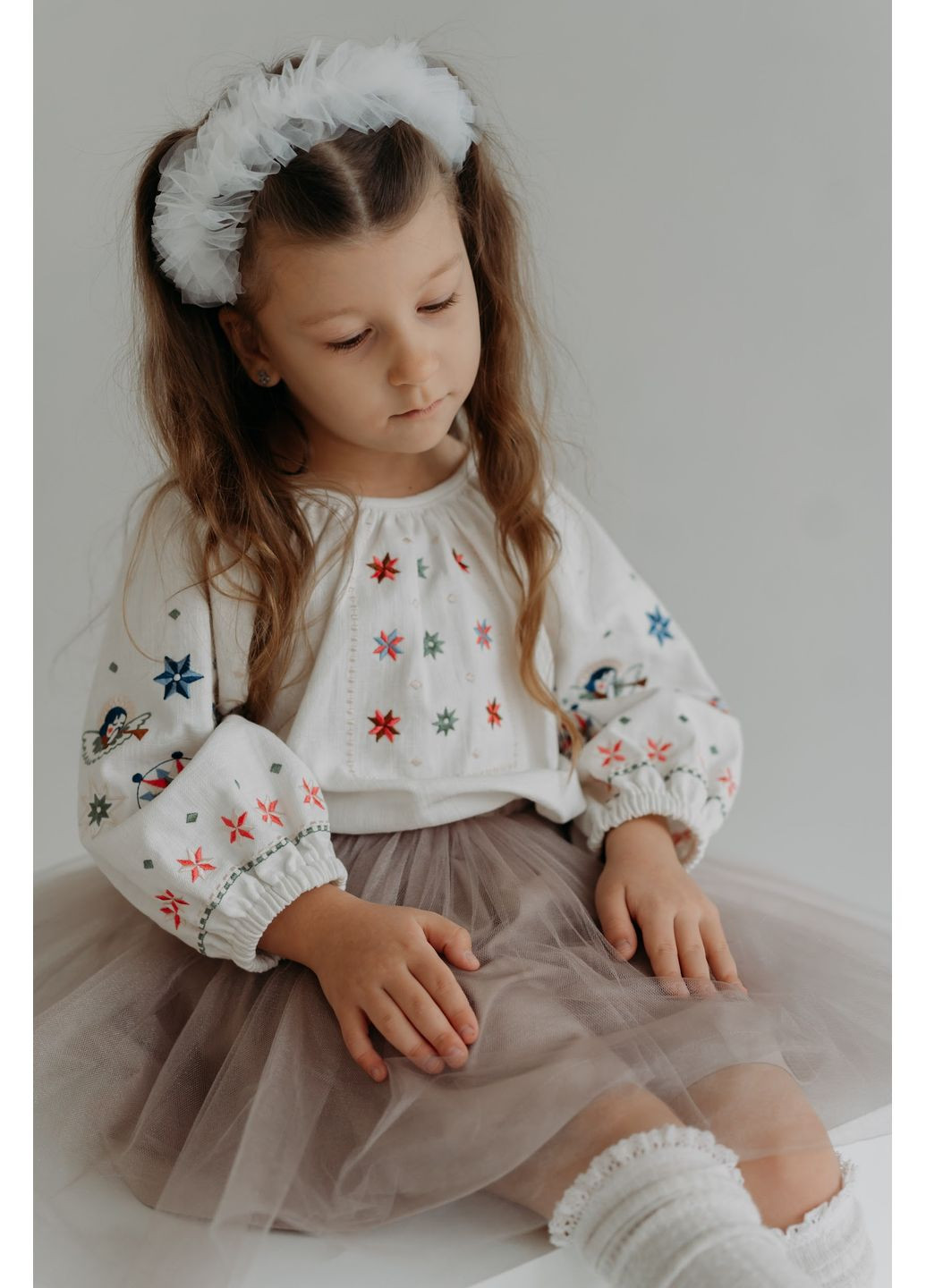 Біла різдвяна вишиванка для дівчинки янгол Kashtanchik бавовна (366213533)