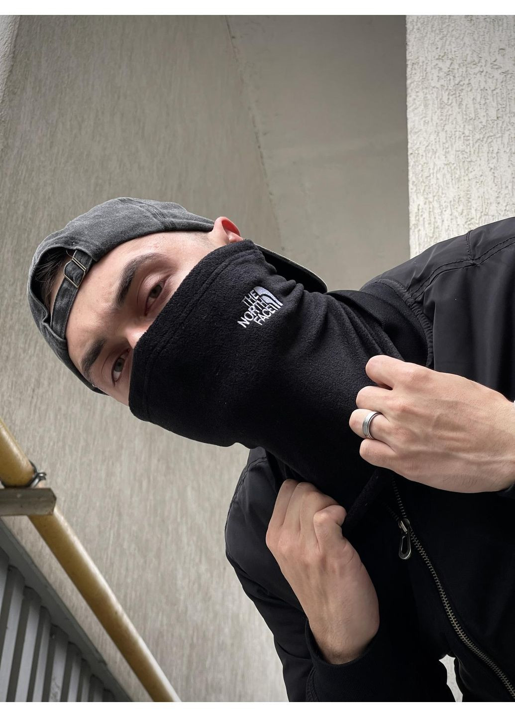 Флісовий баф з написом теплий м'який чорний No Brand Баф-фліс (369900487)