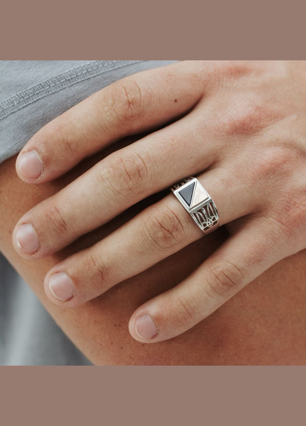 Печать серебряная с золотом и ониксом Трезуб 179к, размер No Brand (316398616)