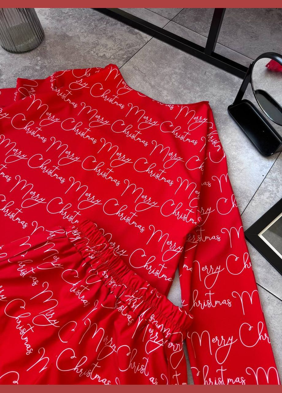 Червона зимня новорічна піжама трійка сорочка + шорти + брюки No Brand