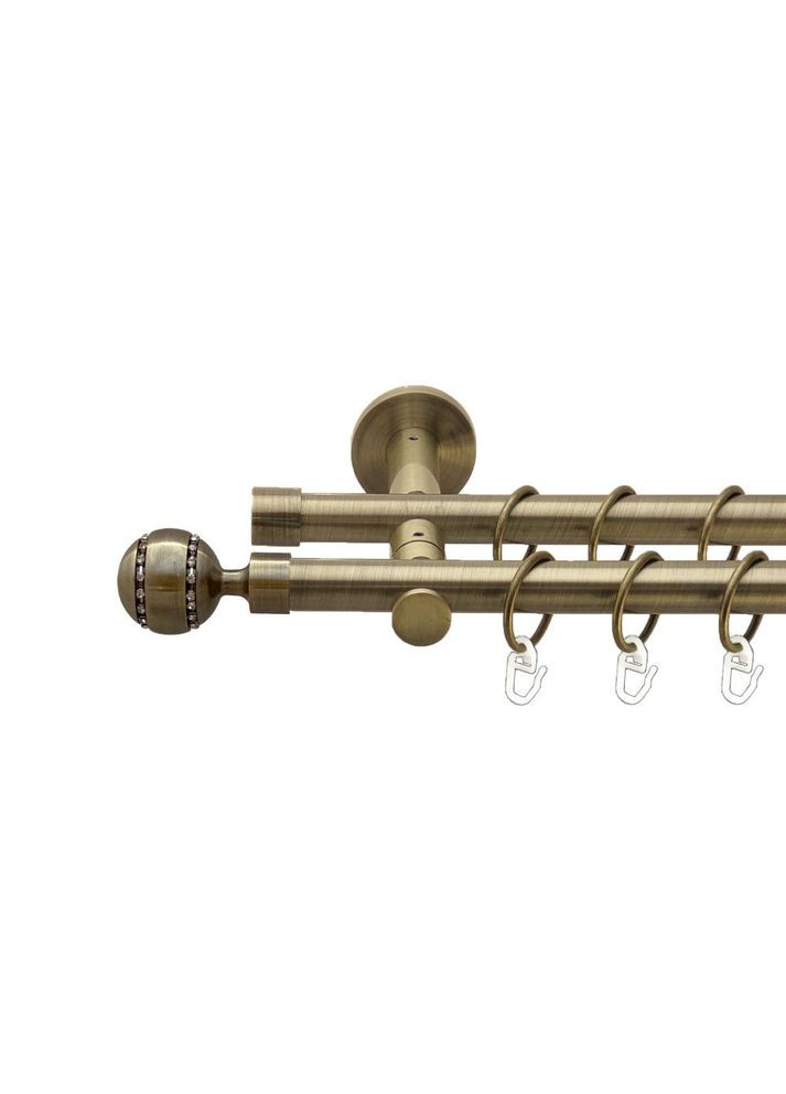 Карниз Аркадия металлический двухрядный реверсивний гладкая труба Антик 19\19 мм 300 см (00-00013319) ORVIT (300286398)