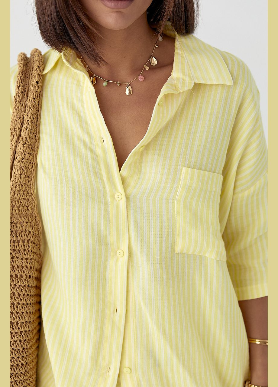 Костюм свободного кроя с рубашкой и шортами - розовый цвет Lurex (340917551)