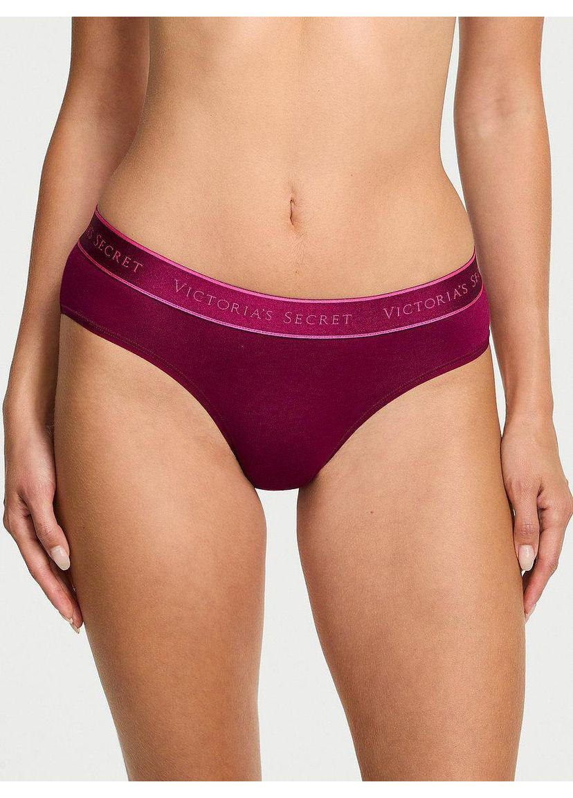 Жіночі трусики Logo Cotton Strappy Hiphugger XS бордові Victoria's Secret (364859533)