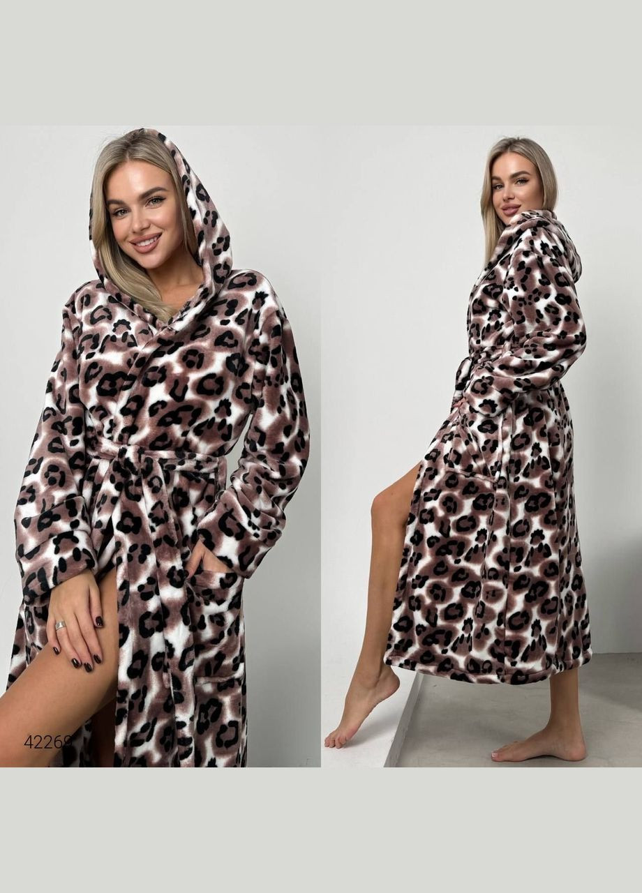 Махровый женский халат с леопардовим принтом Liton (303775493)