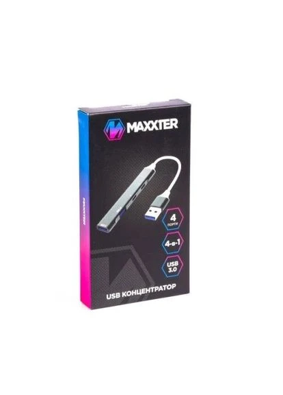 Хаб USB HU3A-4P-03, Grey, USB 3.0 - 2xType-C 2.0 / 1xUSB 3.0 / 1xUSB 2.0, кабель 13 см, алюмінієвий корпус HU3A-4P-03 Maxxter (395349609)
