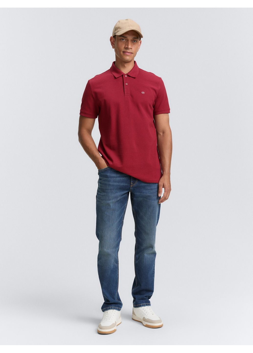 Красная футболка-поло для мужчин Tom Tailor