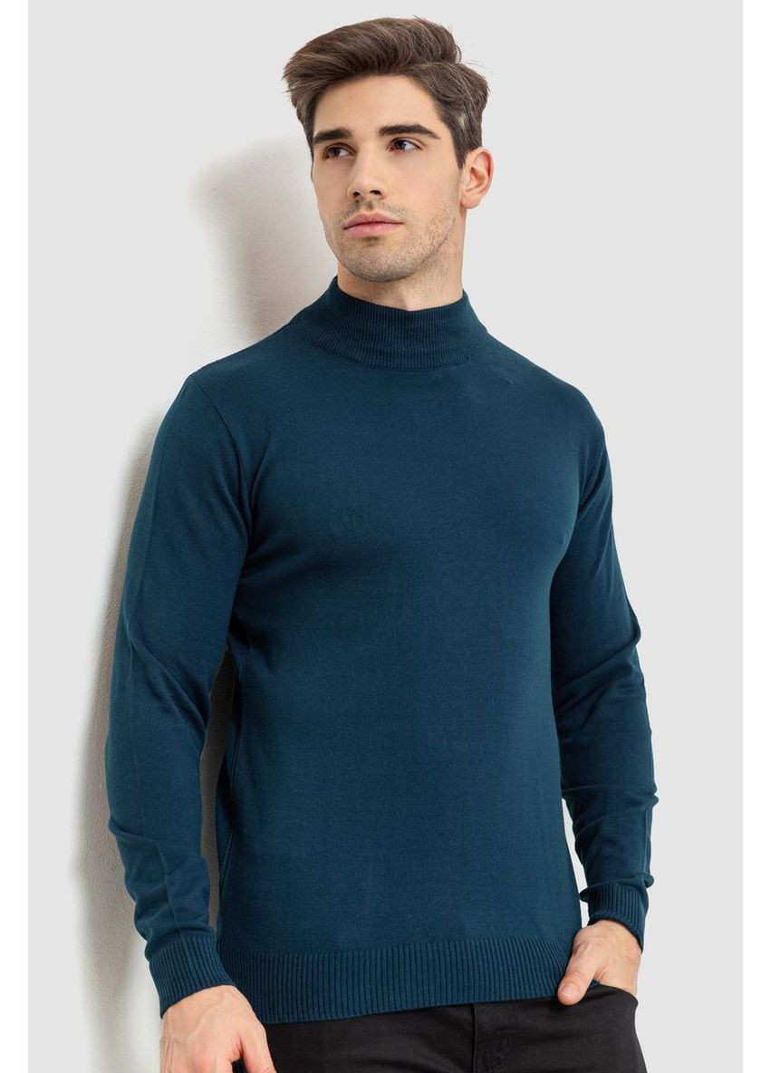 Синій демісезонний светр чоловічий однотонний, колір темно-блакитний, 161r1770 Ager