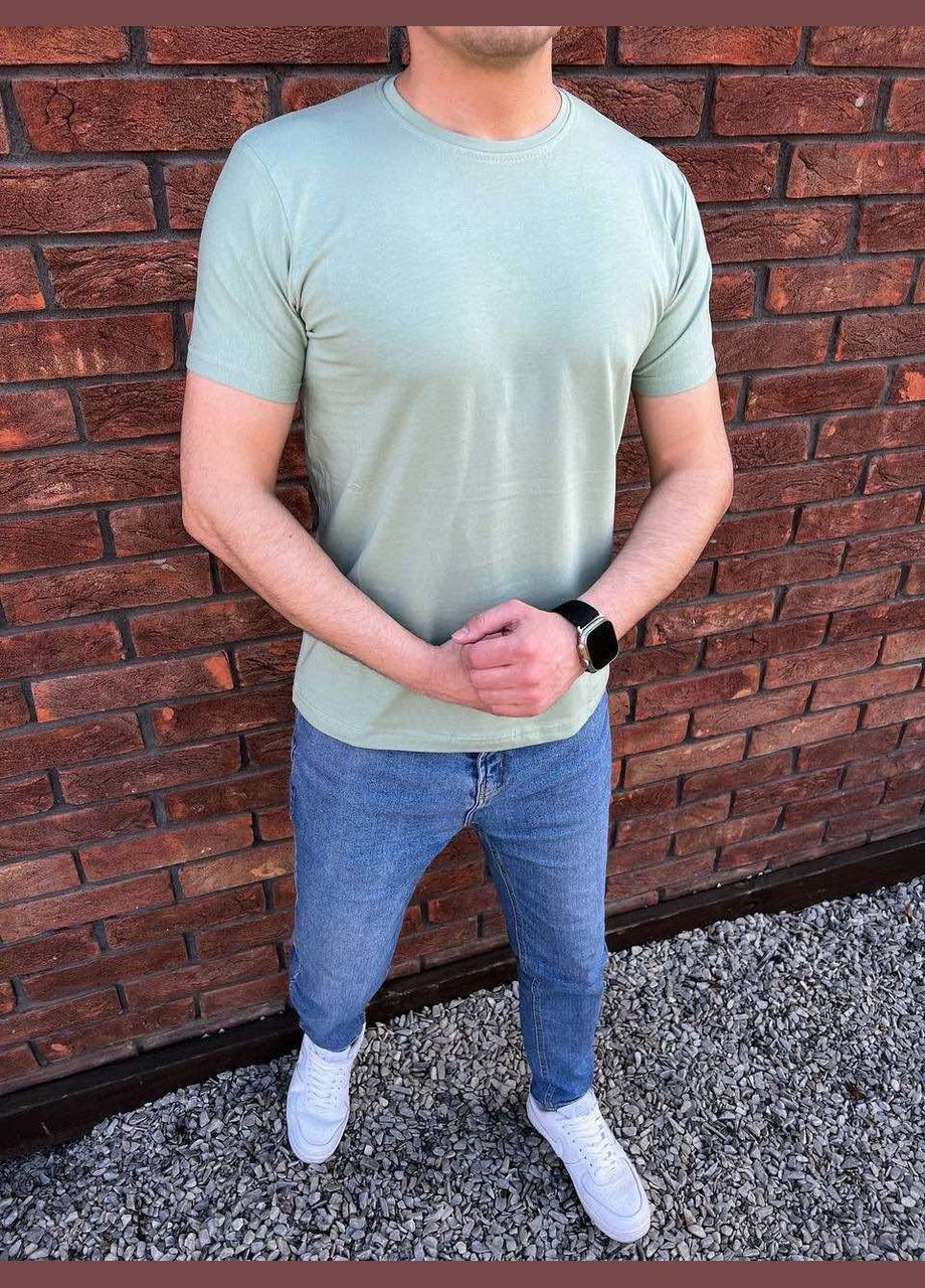 Мятная базовая мужская футболка с коротким рукавом No Brand