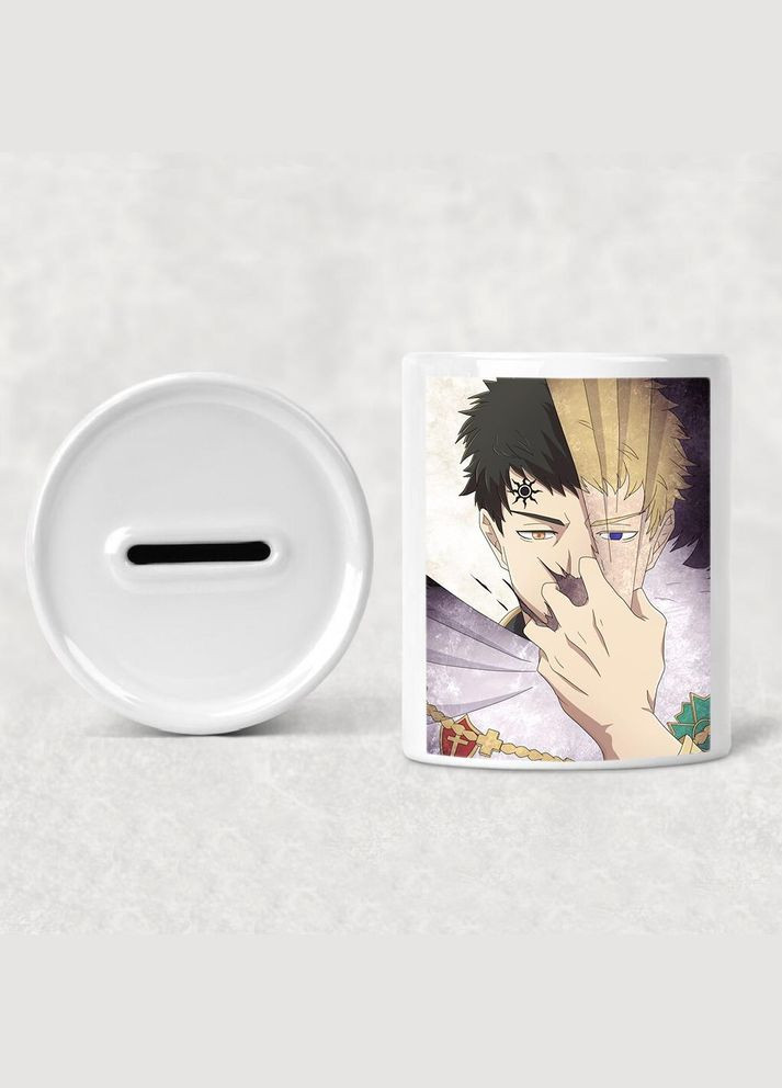 Копилка, копилка для денег Аниме Черный конюшина #0006 белая керамическая No Brand (315041426)