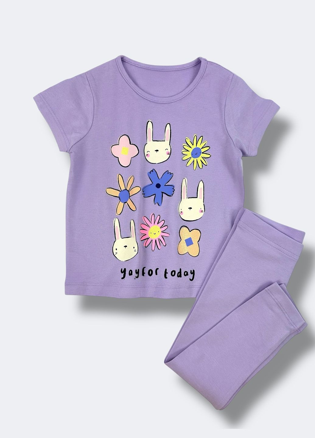 Фіолетовий демісезонний комплект: футболка + легінси bunny/purple George 6996~01