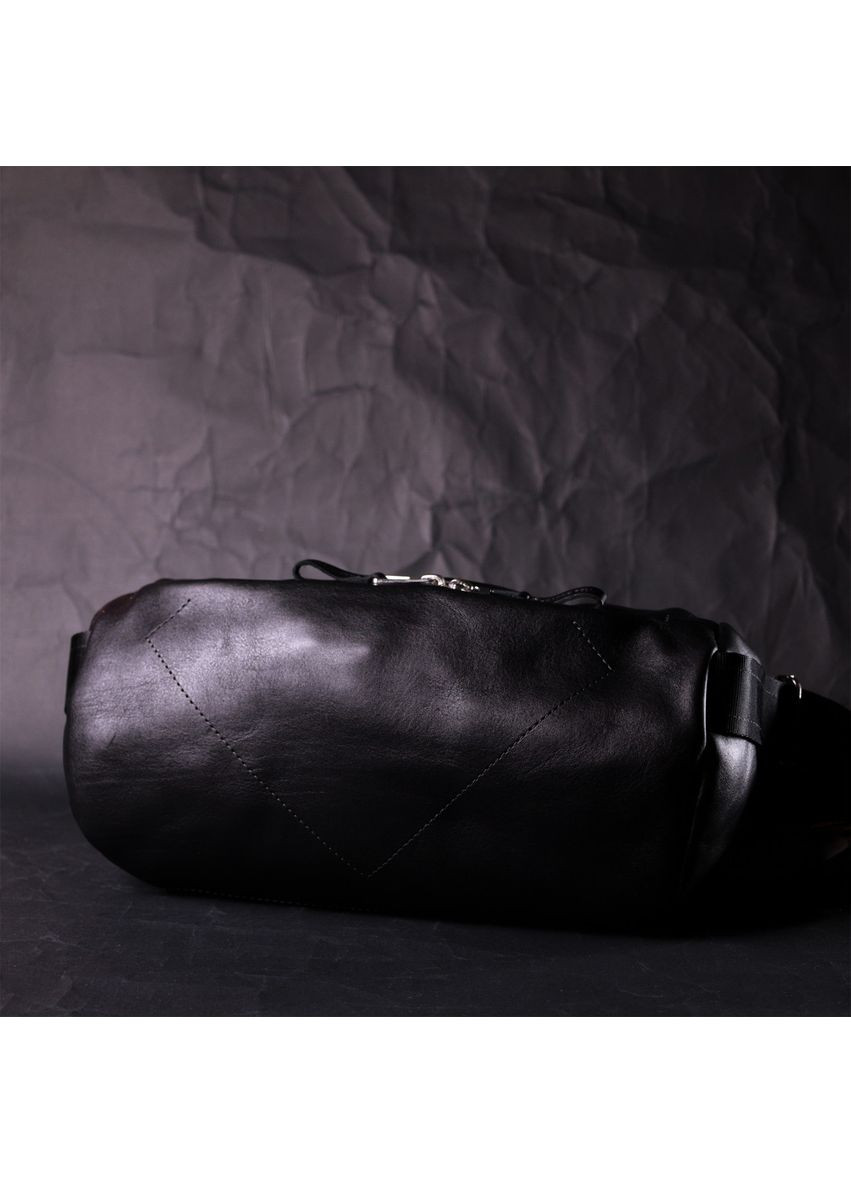 Сумка бананка через плече із натуральної шкіри чорна 32х19х11 см 11649 Grande Pelle (362418448)