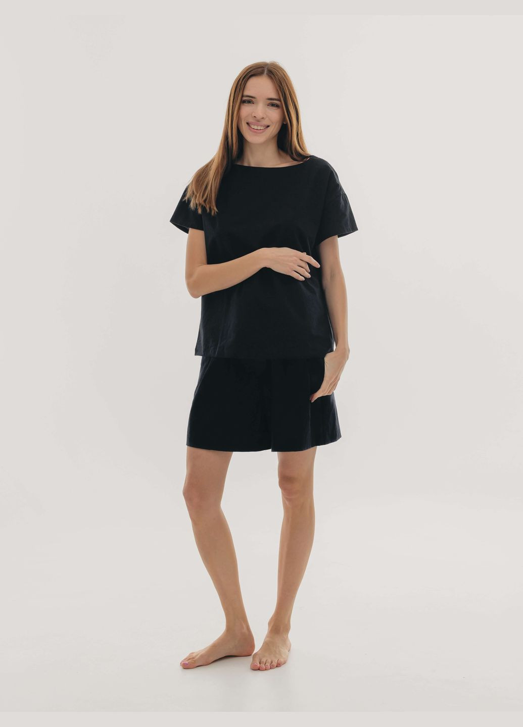 Чорна піжама жіноча з шортами black xs Leglo