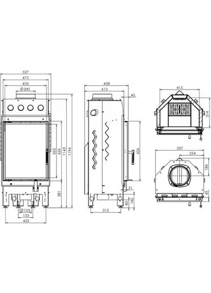Каминная топка ALBERO AL11S.V-D Hitze (370385505)