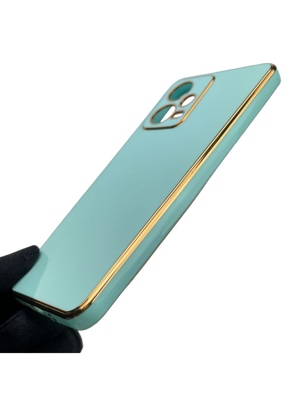 Чехол для Poco X5 5G глянцевый с золотой окантовкой с защитой камеры на сяоми поко х5 5г бирюзовый Xiaomi (366020653)