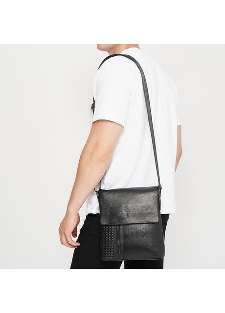 Сумка планшет через плече чоловіча із натуральної шкіри середня Чорний 37932 Keizer (355245167)