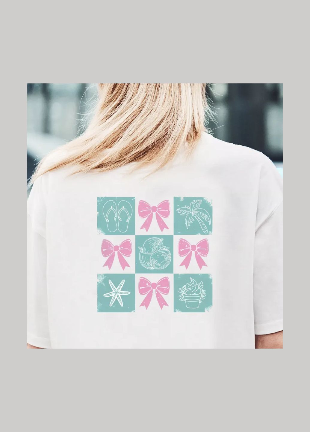 Термонаклейка "Летний коллаж" розово-зеленый (7456) No Brand (335811063)