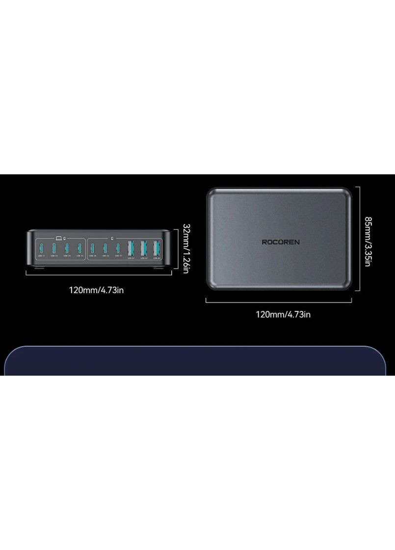 Зарядное устройство 400W GaN 0262 3U+7C black Rocoren (361056041)