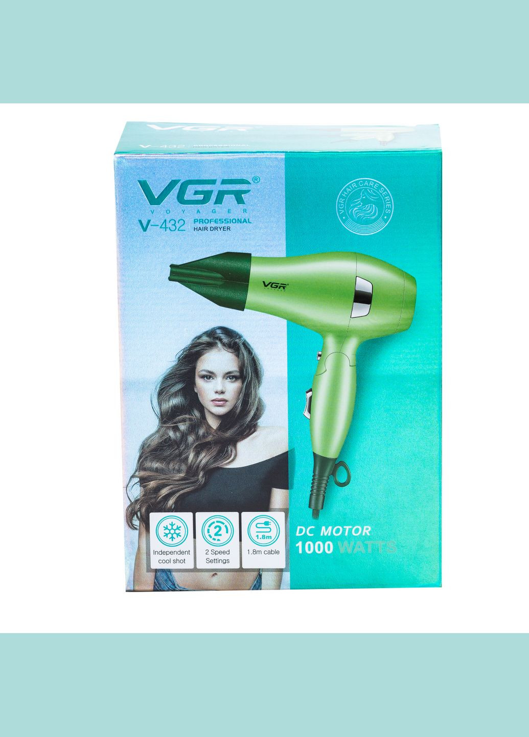 Фен для волос дорожный V432 с концентратором, зеленый VGR (297668808)