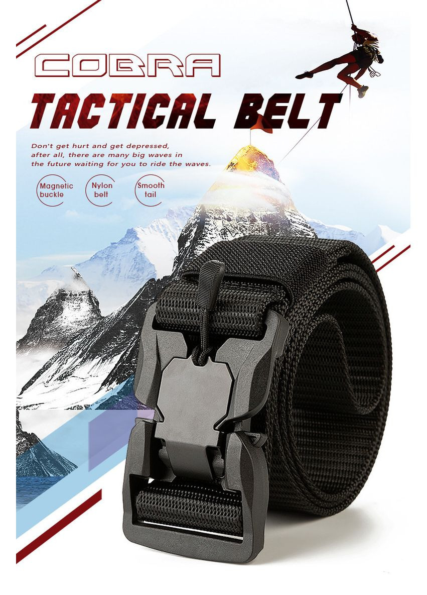 Чоловічий ремінь нейлоновий з швидкісною магнітною пряжкою 120 см Чорний No Brand (342770670)