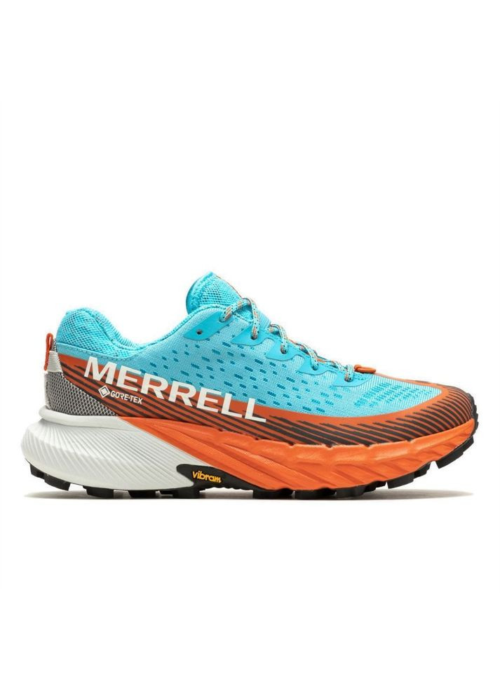 Цветные демисезонные кроссовки женские agility peak 5 gtx woman голубой-оранжевый Merrell