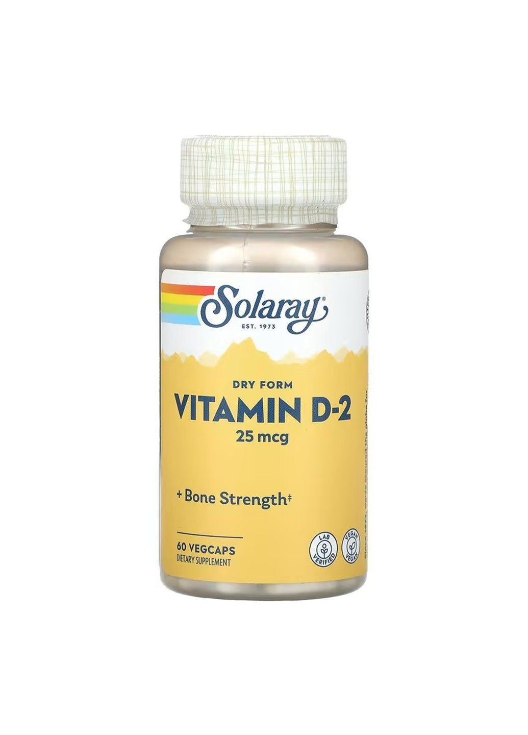 , вітамін D2 у сухій формі, 25 мкг, 60 капсул VegCap Solaray (366667512)