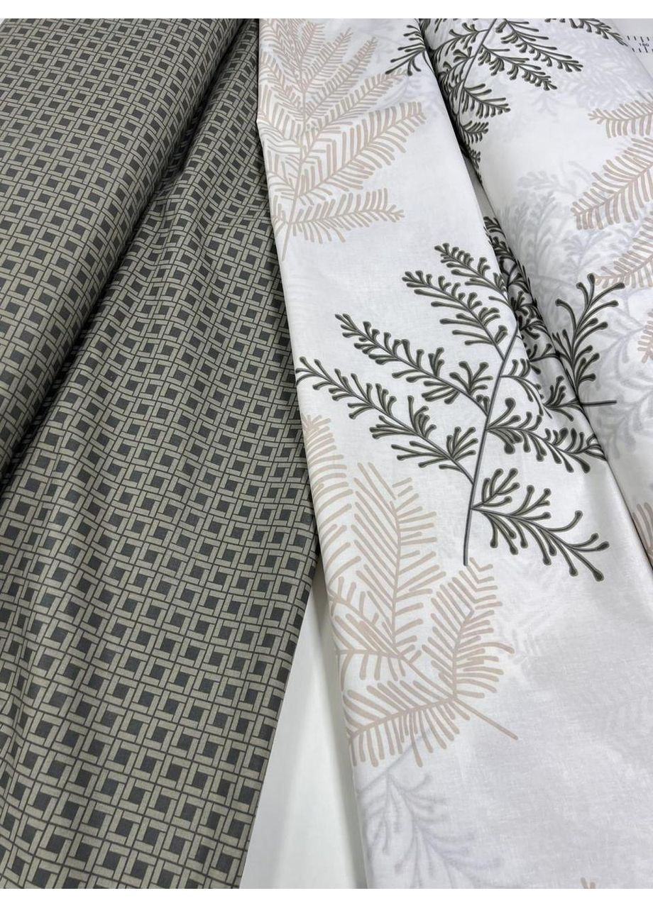 Постільна білизна з резинкою Папороть мікс, бязь Двухспальний розмір, наволочки 70/70 No Brand (364220187)