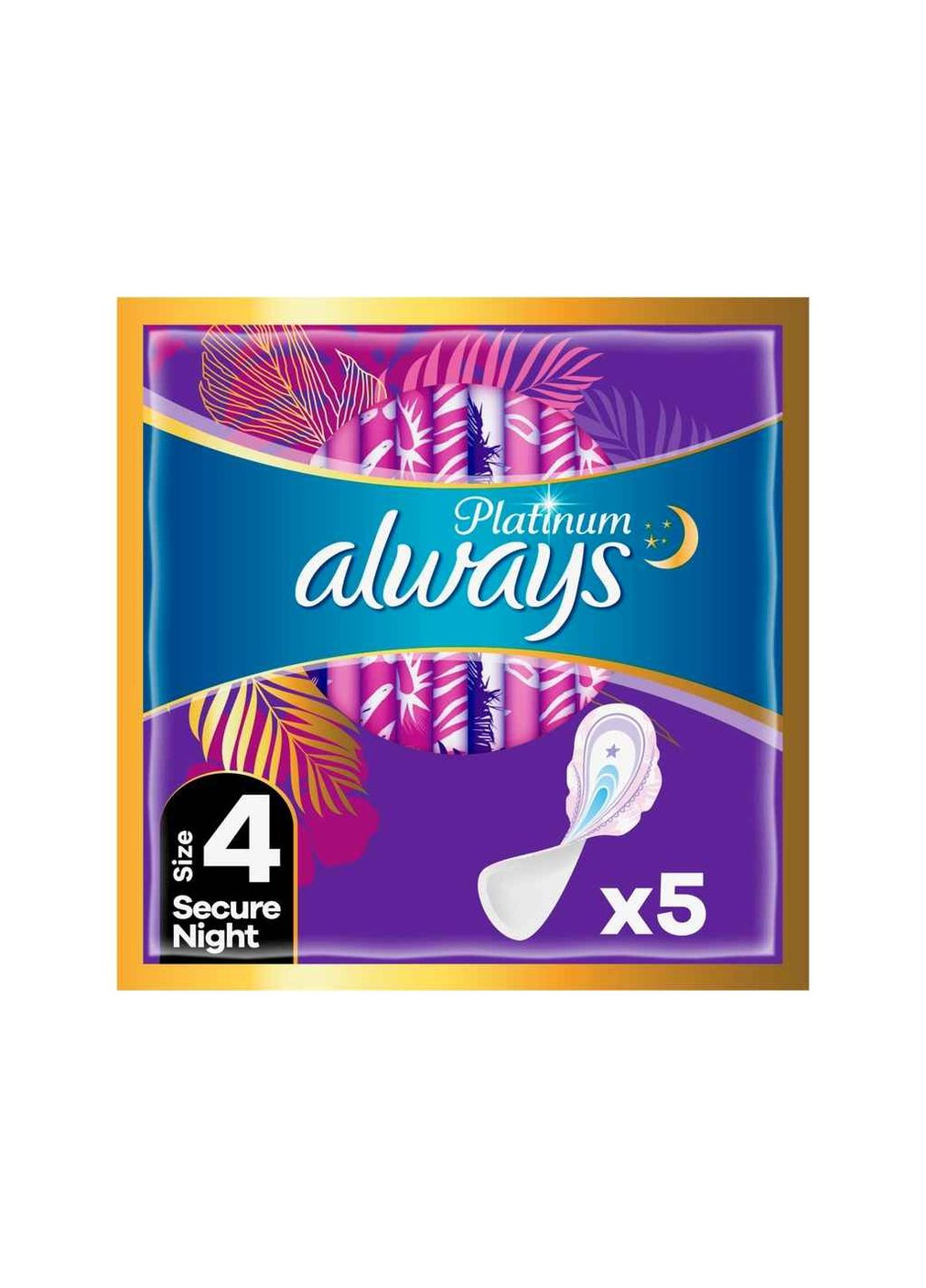 Прокладки гігієнічні нічні 7 крапель 5шт Platinum Secure Night Always (356456230)