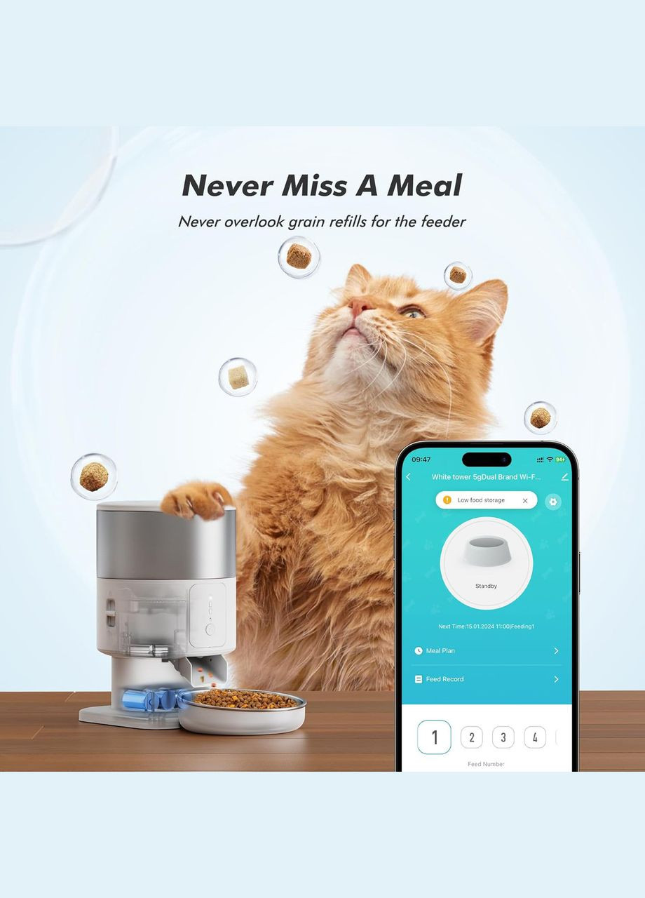 Автоматическая кормушка для кошек и собак PF07 2L WIFI, смарт кормушка для животных Petrust (299915647)