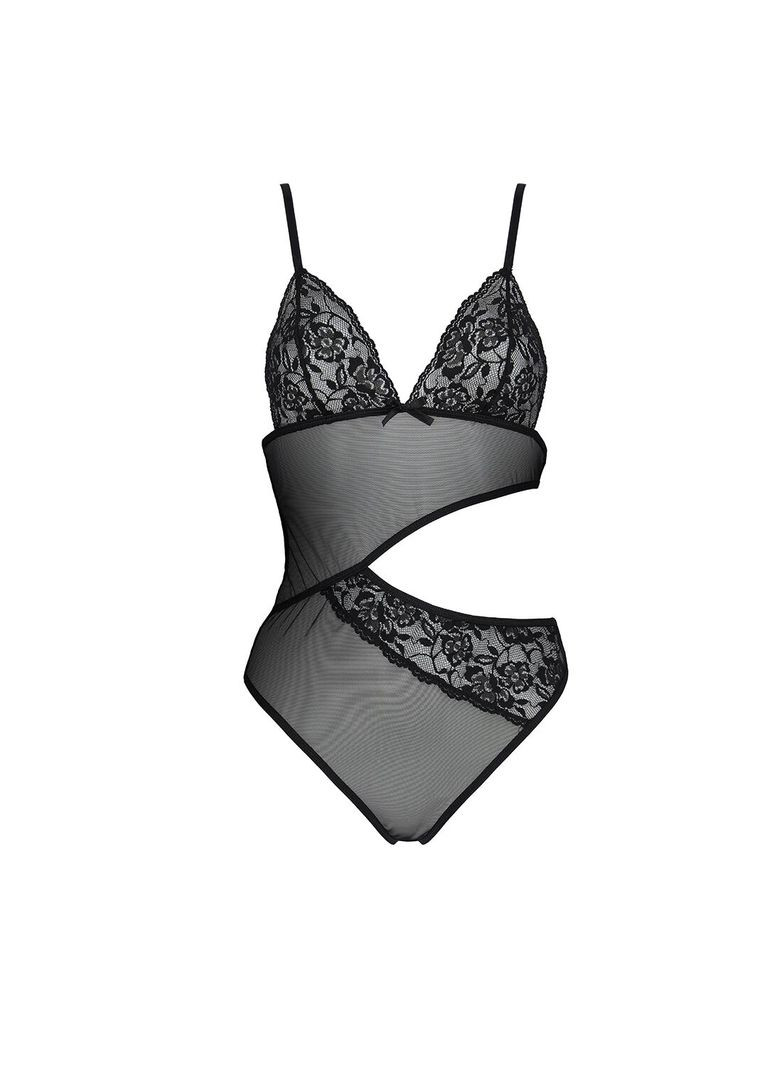 Боді з ажурним ліфом Christa Body black CherryLove Passion чорний поліестер, поліамід, еластан