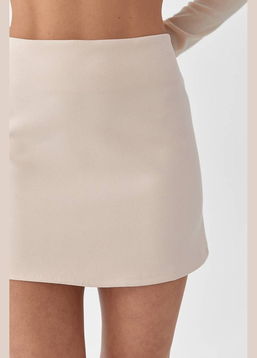 Бежевая офисная однотонная женская классическая мини-юбка Lurex