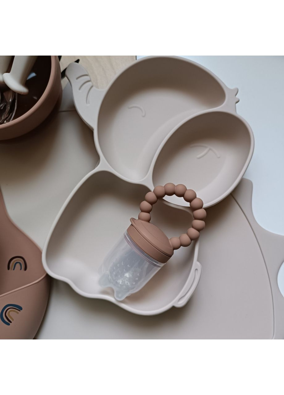 Набір посуду для малюка 7 шт Набір посуду для малюків з ложкою та вилкою Кольоровий силіконовий набір для малюка (0001) No Brand (368999889)