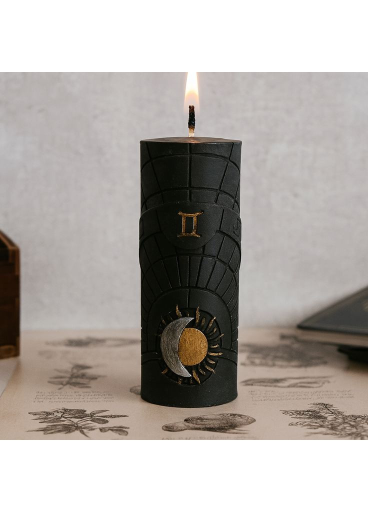 Черная восковая свеча знаки зодиака - Близнецы 5Candles (322347166)