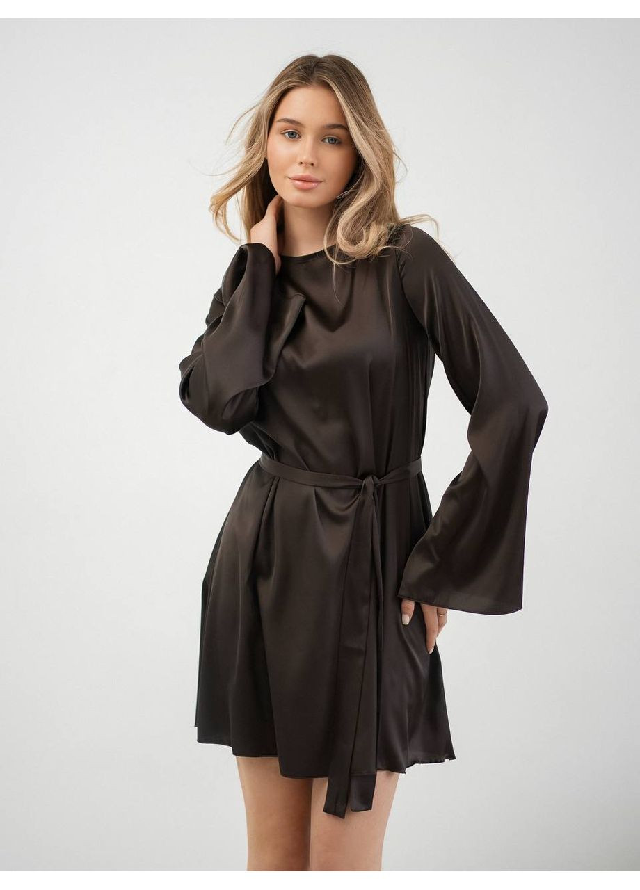 Коричнева святковий, повсякденний, кежуал, коктейльна сукня з поясом Україна