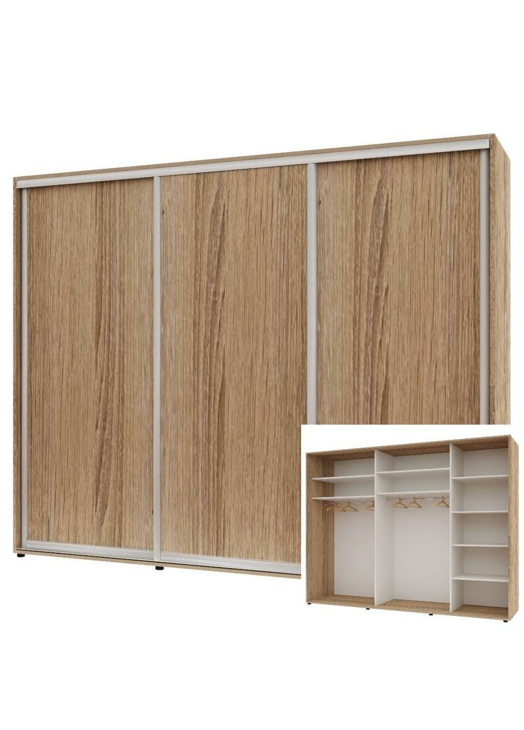 Шафа-купе тридверна 260*60*220 см Натуральний 3 двері ДСП Стандарт Комфорт Меблі (360438554)