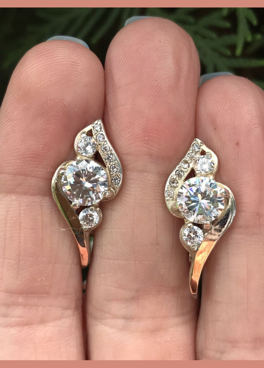 Серьги серебряные с золотом и цирконием 0282.10с No Brand (316398181)