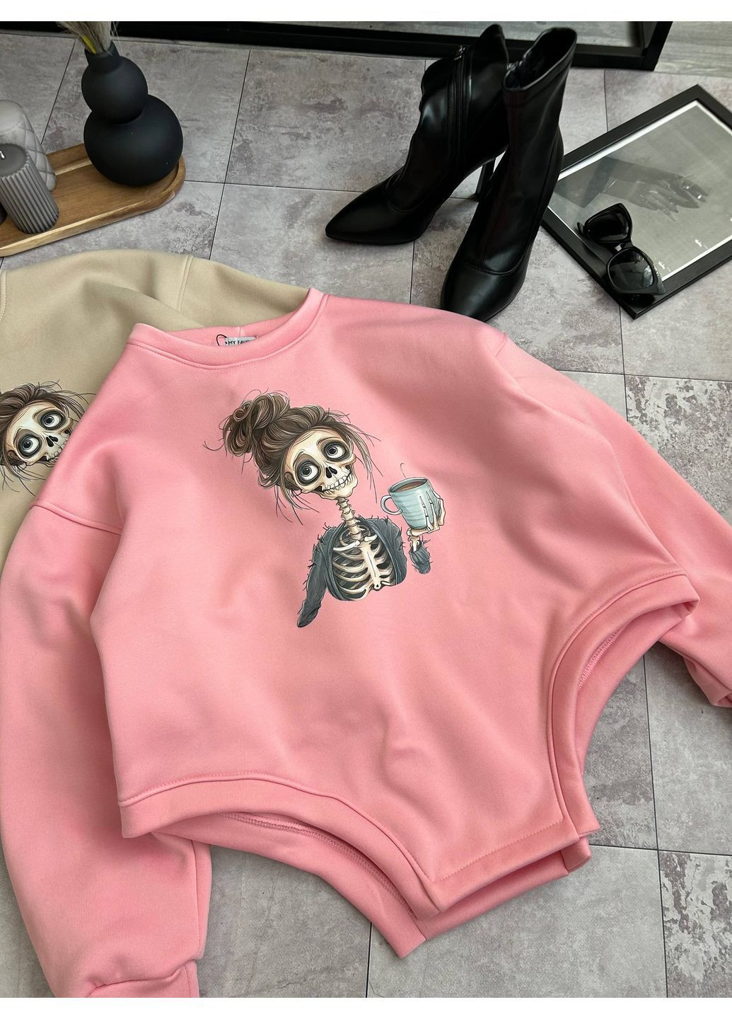 Рожевий жіночий світшот вільного крою з принтом MonCher (362038970)