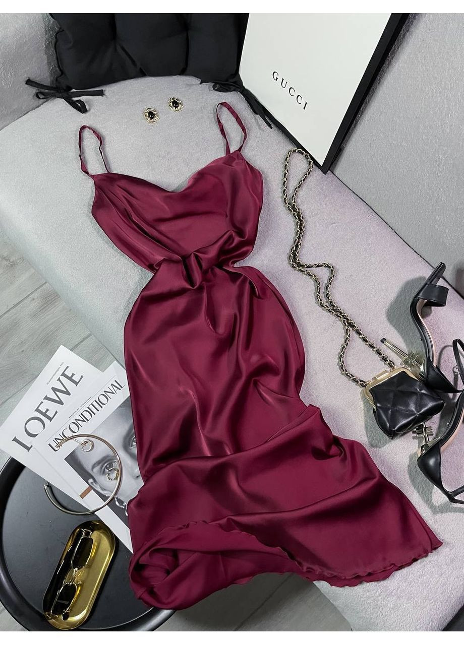 Бордова вечірня сукня жіноча KaraMix однотонна