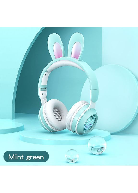 Беспроводные наушники с ушками зайчика, с игровым микрофоном и LED подсветкой КЕ-1(мятно) No Brand (367397195)