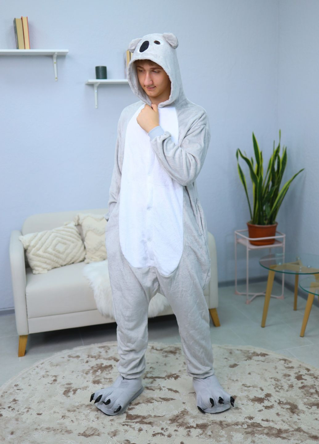 Кигуруми Коала с капюшоном и ушками тёплый плюш на пуговицах (1059/1) My Kigu (354215901)