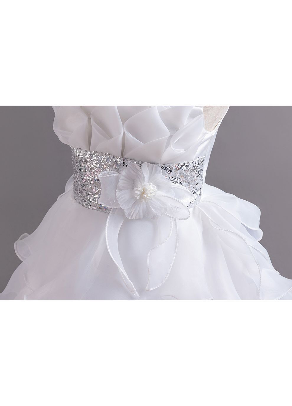 Біла дитяча ошатна сукня з паєтками та пишною спідницею, біла аврора No Brand (372971654)