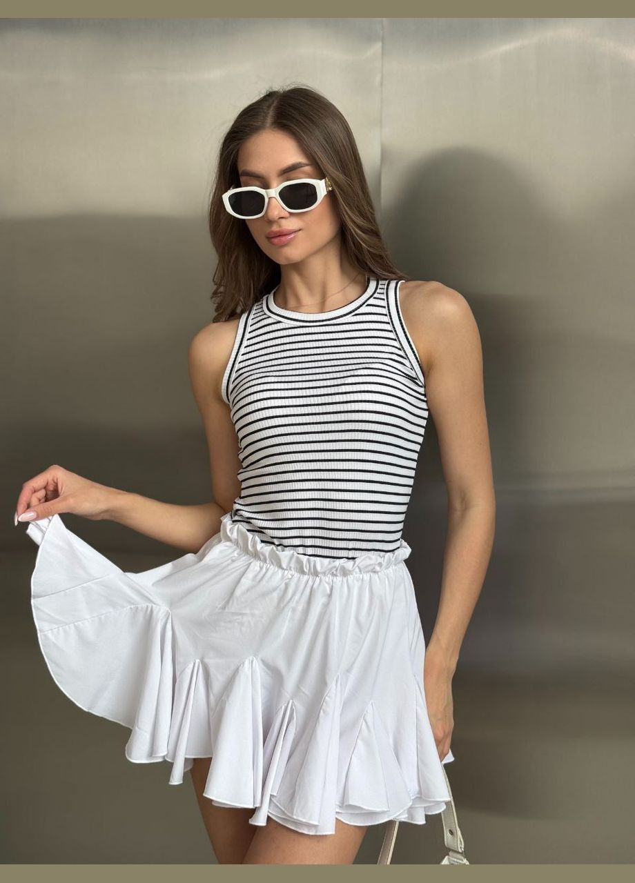 Белая майка женская в полоску премиум материал No Brand