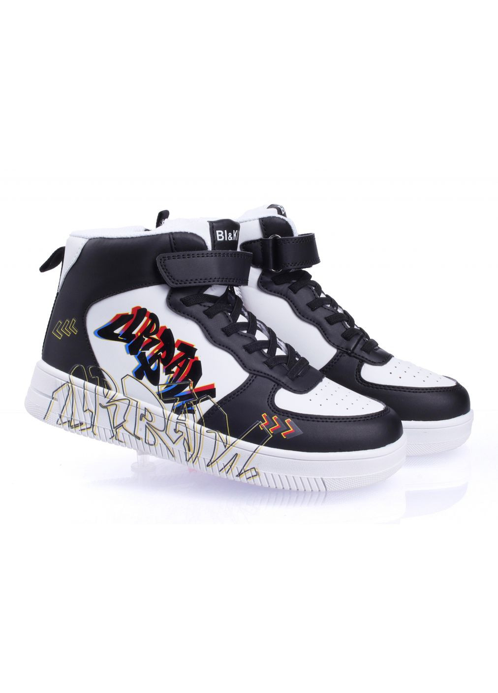 Черно-белые зимние ботинки осенние 01340 для мальчиков черно-белые. размер 32 Bi & Ki