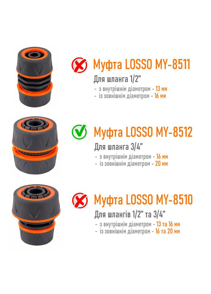 Муфта соединительная 3/4" для шланга MY-5512 Losso (327041663)