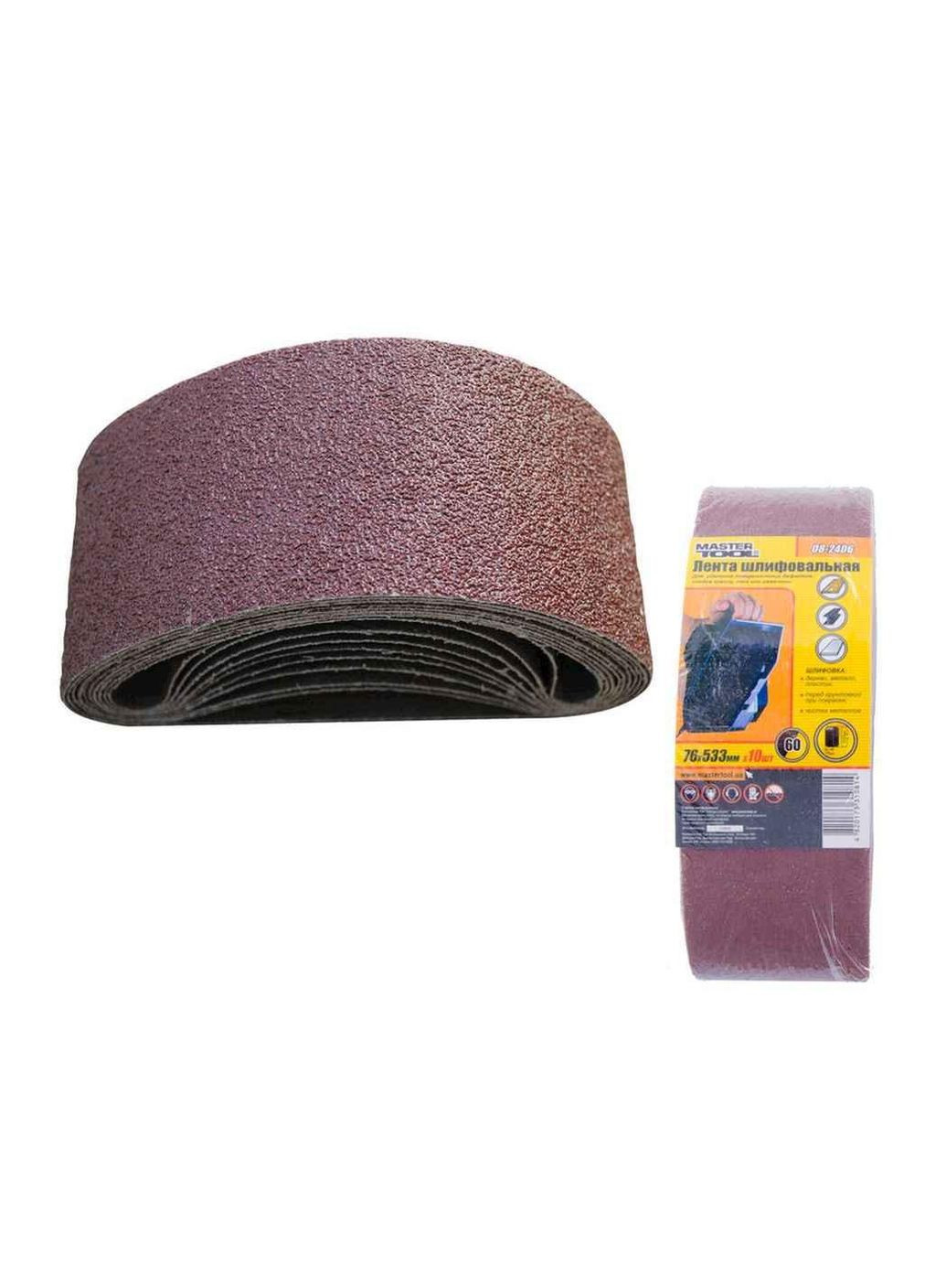 Стрічка абразивна К60 76*533мм (10шт) 08-2406 ТМ MASTER TOOL Mastertool (316049176)
