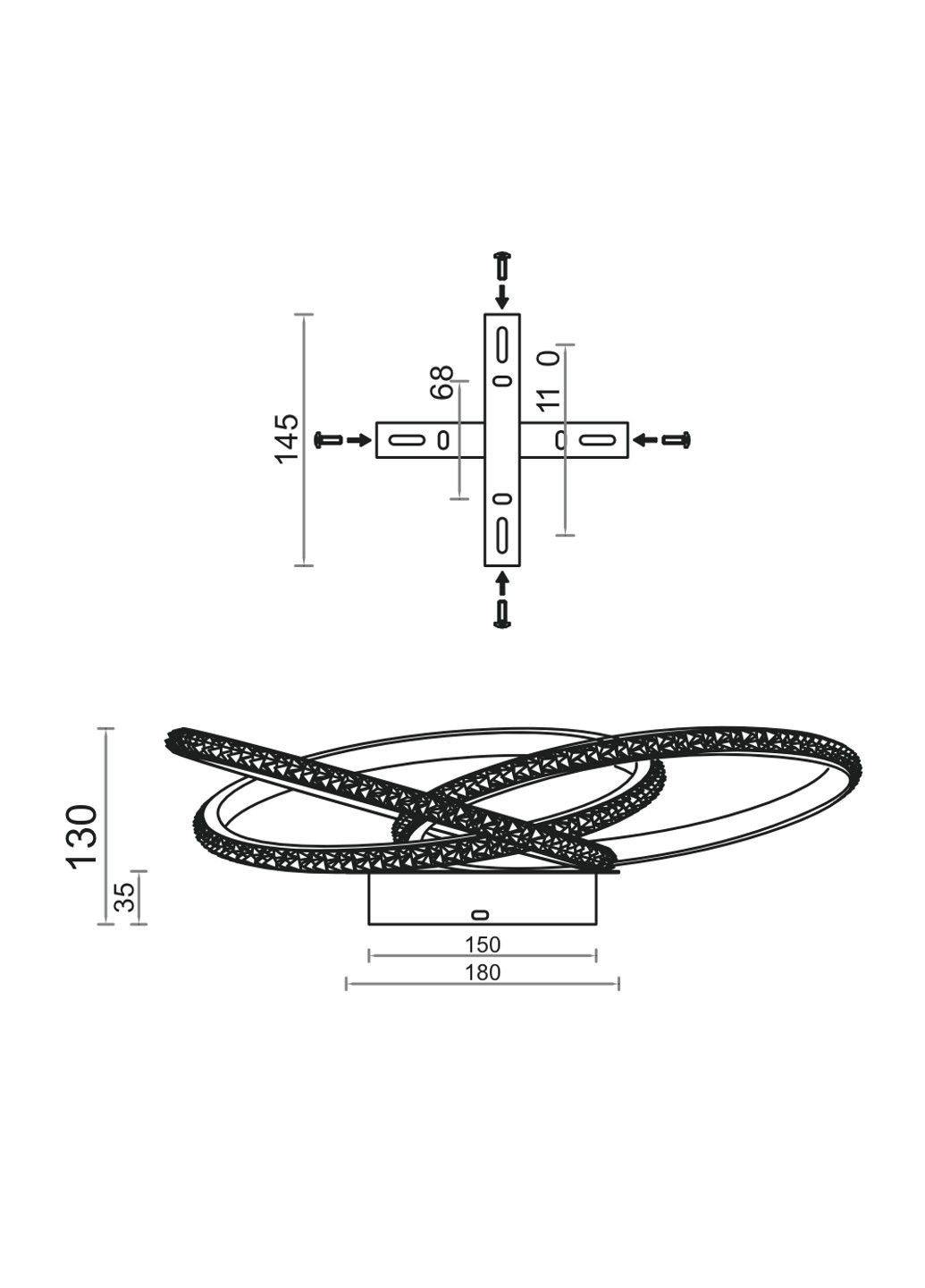 Управляемая светодиодная люстра VITA 80W 3R-APP-500x130-BLACK/WHITE/CLEAR-220-IP20 ESLLSE (301020847)